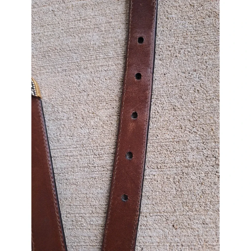 Brighton Women's Reversible Leather Black/Brown Belt Silver/Gold Tone Buckle M-L